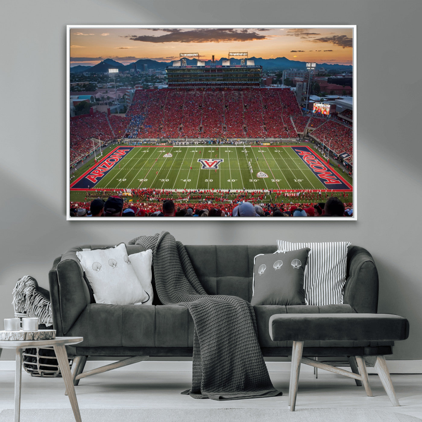 99722-MGV-CV-36X24-Framed Arizona Wildcats Football Team Print - Tucson Arizona Stadium Wall Art Canvas Print