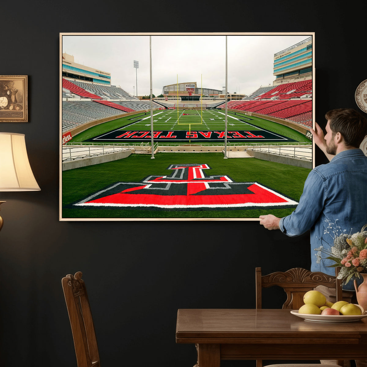 43169-PAN-FL-20X10 - Texas Tech Red Raiders Football Team Print - Lubbock Jones AT&T Stadium Wall Art Canvas Print