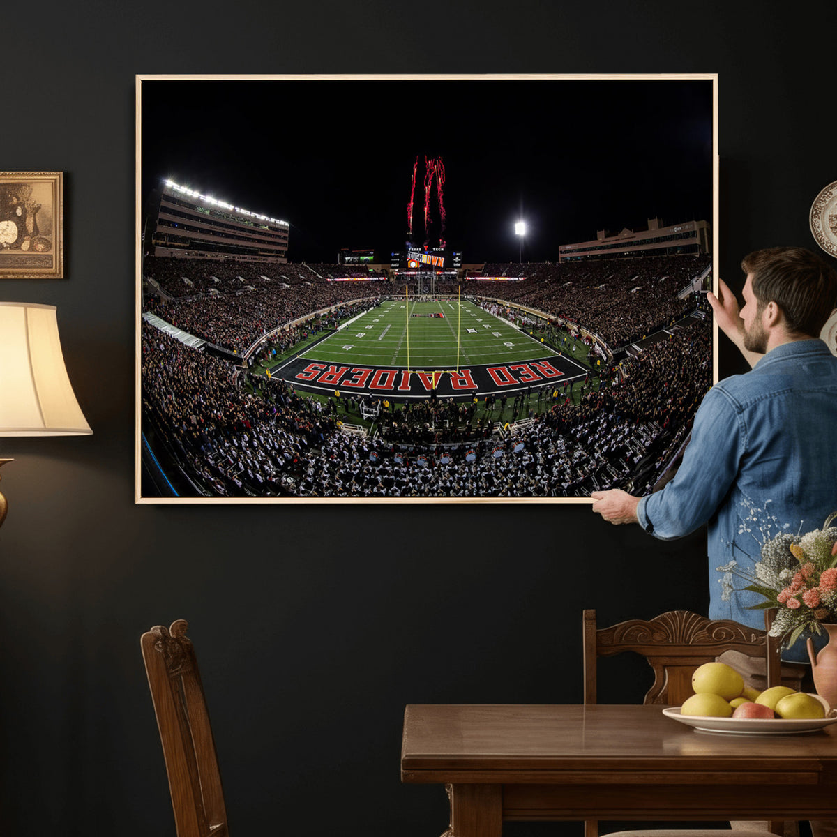 83122-PAN-FL-20X10 - Framed Texas Tech Red Raiders Stadium Canvas, Texas Tech Red Raiders Football Team Print - Lubbock