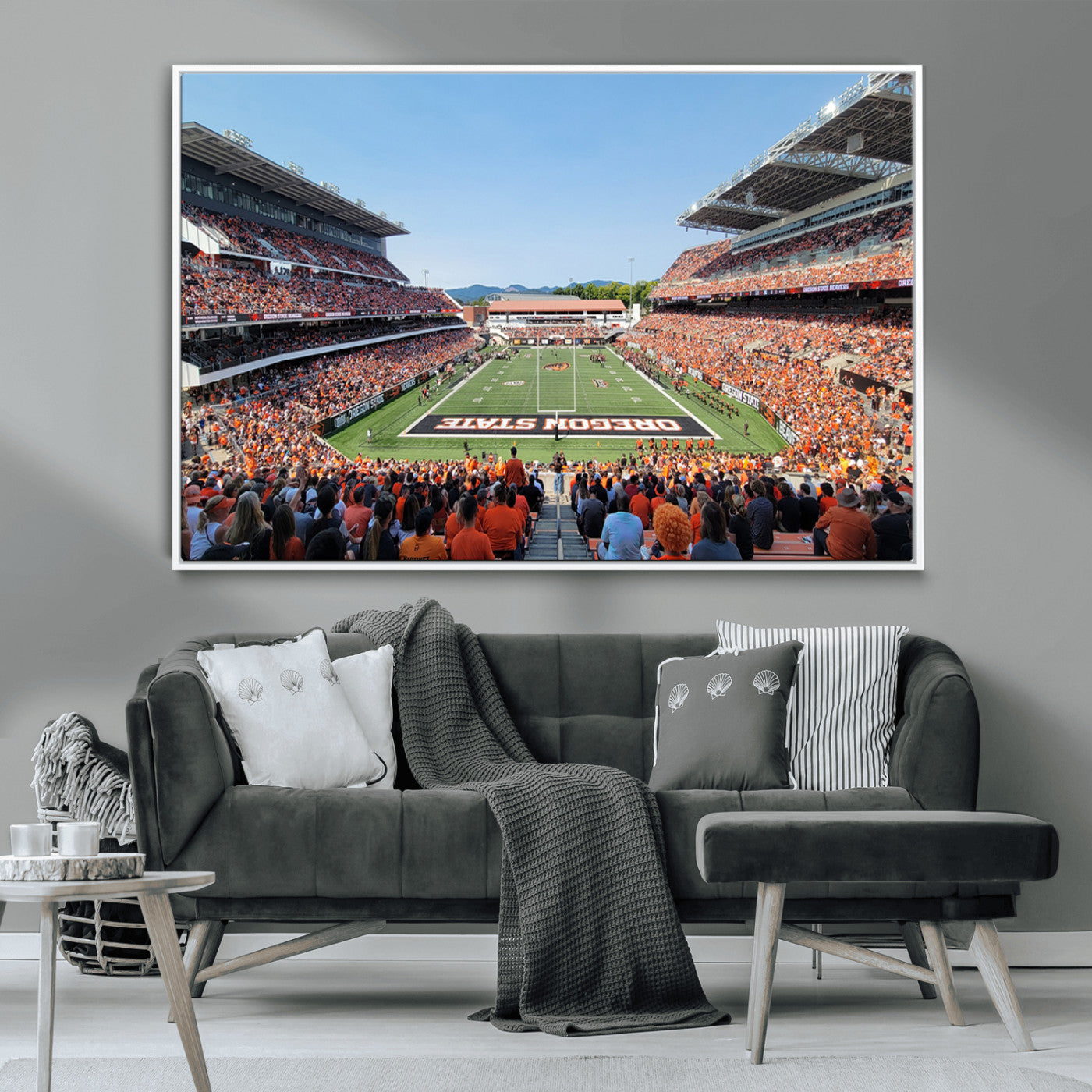 35211-MGV-CV-36X24-Oregon State Beavers Football Team Print - Corvallis Reser Stadium Wall Art Canvas Print