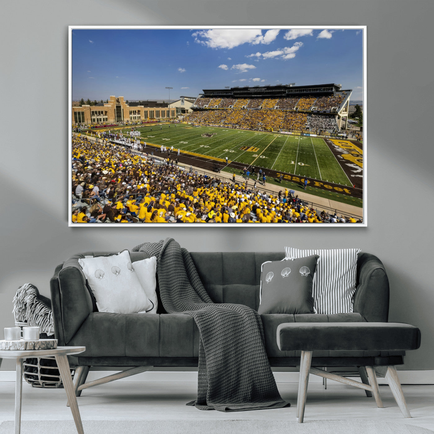 75112-MGV-CV-36X24-University of Wyoming Cowboys Football Team Print - Laramie Jonah Field War Memorial Stadium Wall