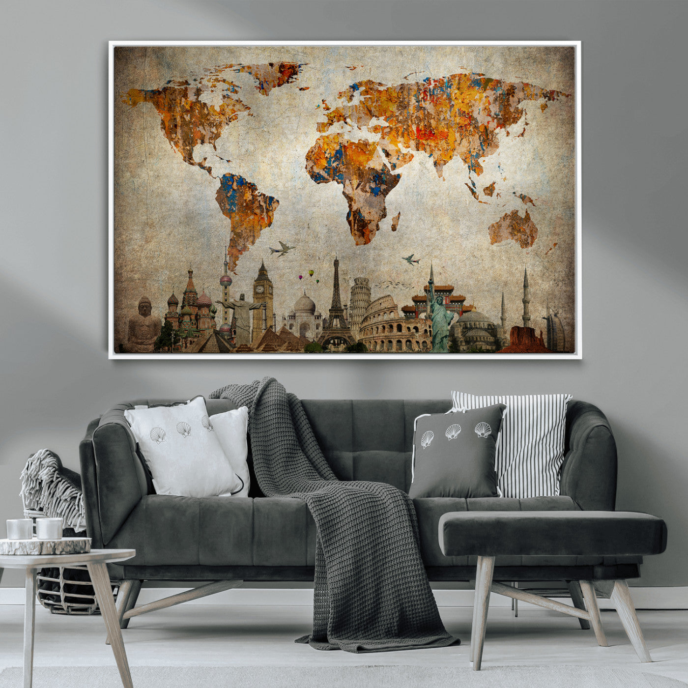 54918-MGV-CV-36X24-Push Pin World Map Canvas Print – Travel Tracker Wall Art for Couples, Perfect Anniversary Gift for Home or Office Decor