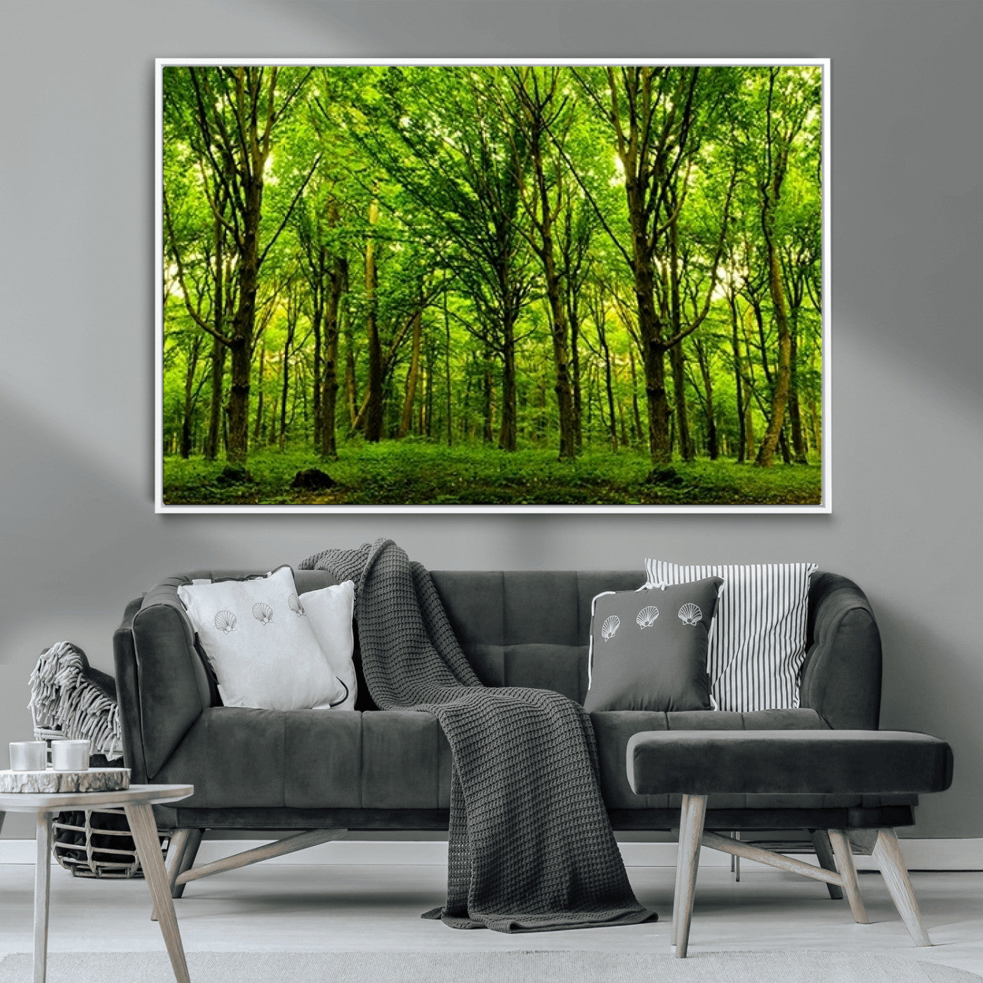 -Lush Green Forest Canvas Print | 3-Panel Forest Wall Art | Nature Landscape for Living Room