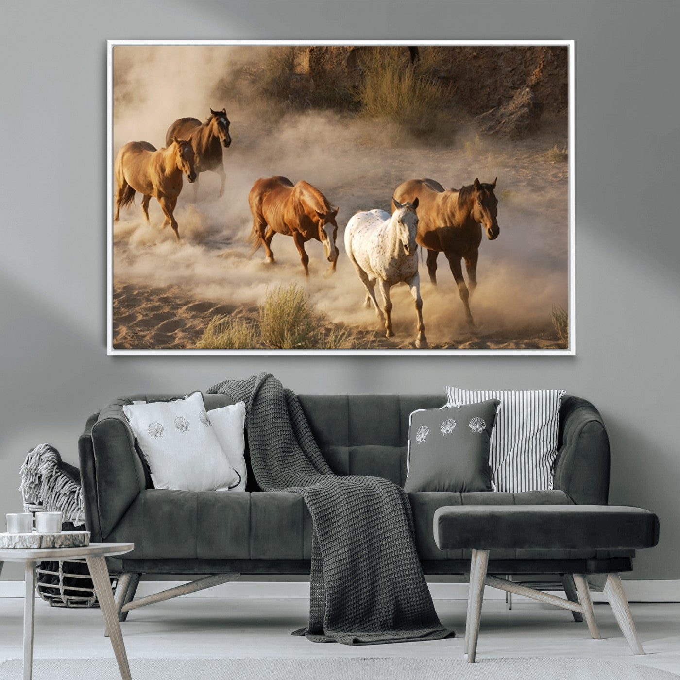 -Large Wall Art 5 Horses Running on Sand Canvas Print