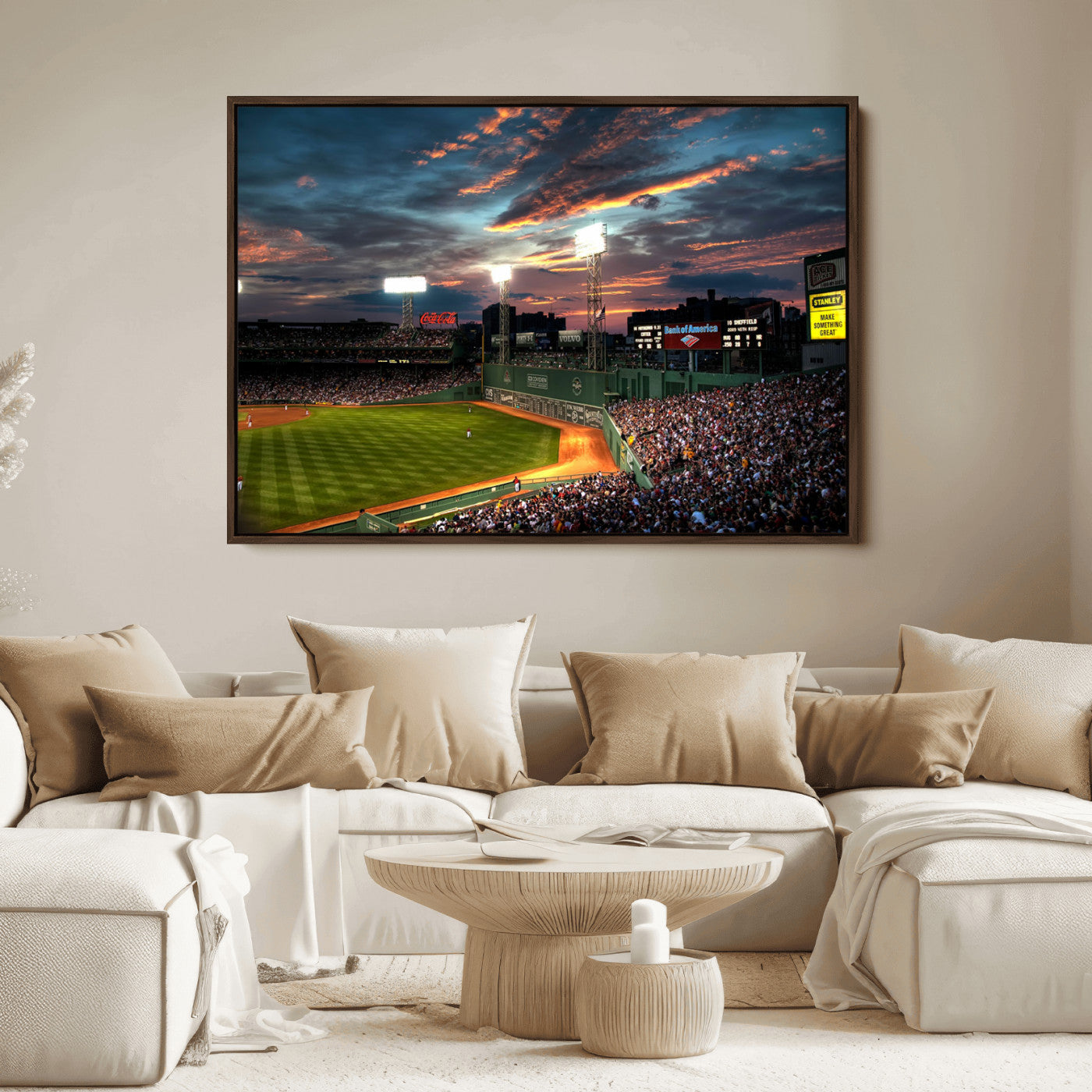 66781-MGV-FC-36X24_Walnut-Fenway Park Wall Art Canvas Print | Large Baseball Stadium Canvas Print for Boston Red Sox Fans |