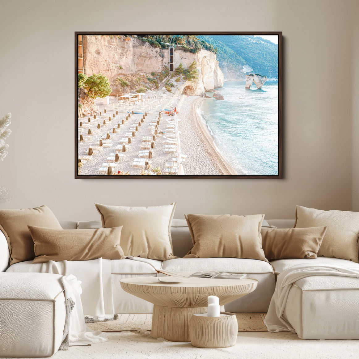 84816639-MGV-FC-36X24-Beach Wall Art Canvas Print, Framed Coastal Art Picture Print, Summer Shore Perfect Coastal Decor