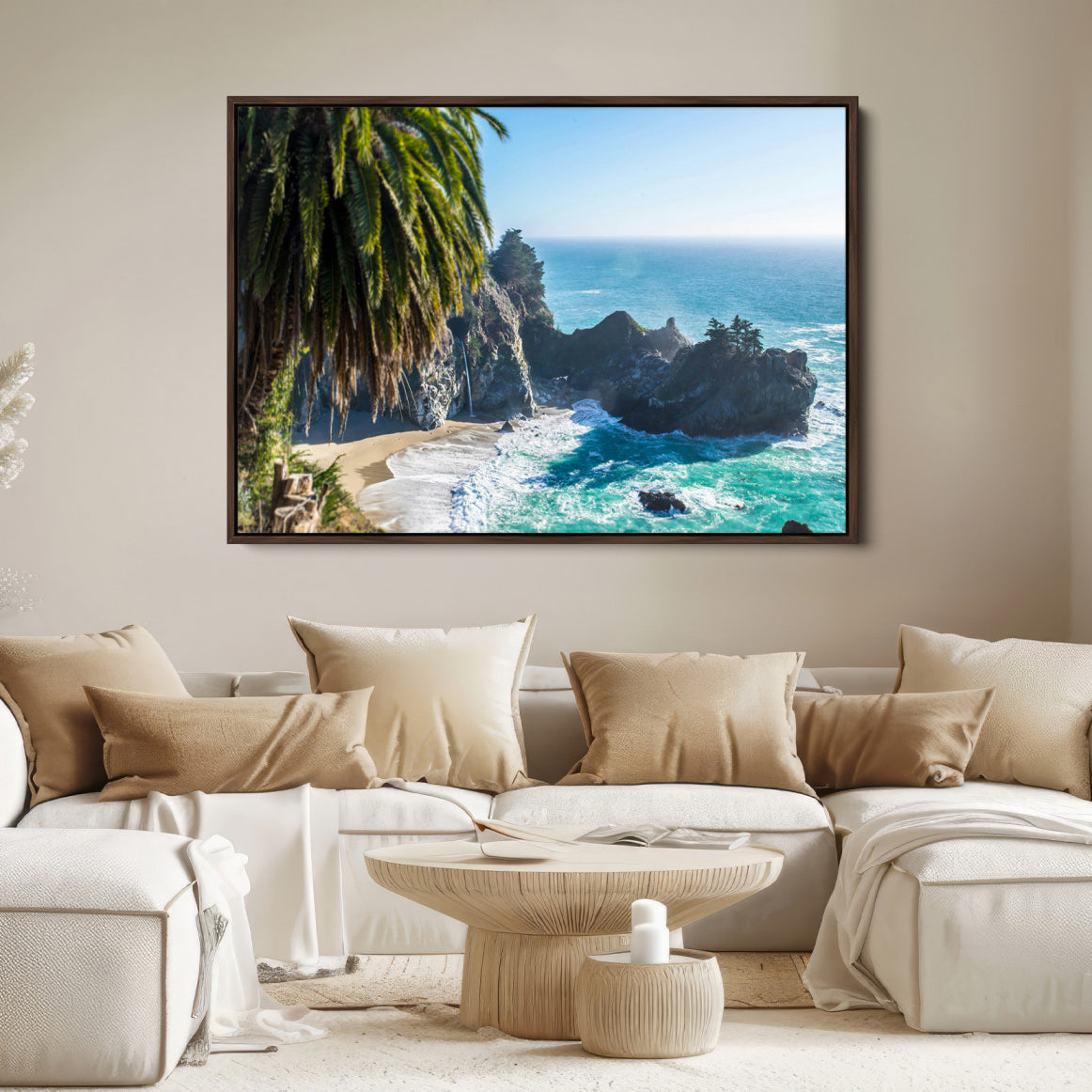 49714835-MGV-FC-36X24-Big Sur Wall Art Canvas Print – Framed California Coastline Tropical Ocean Photography Scenic Artwork for Home Office