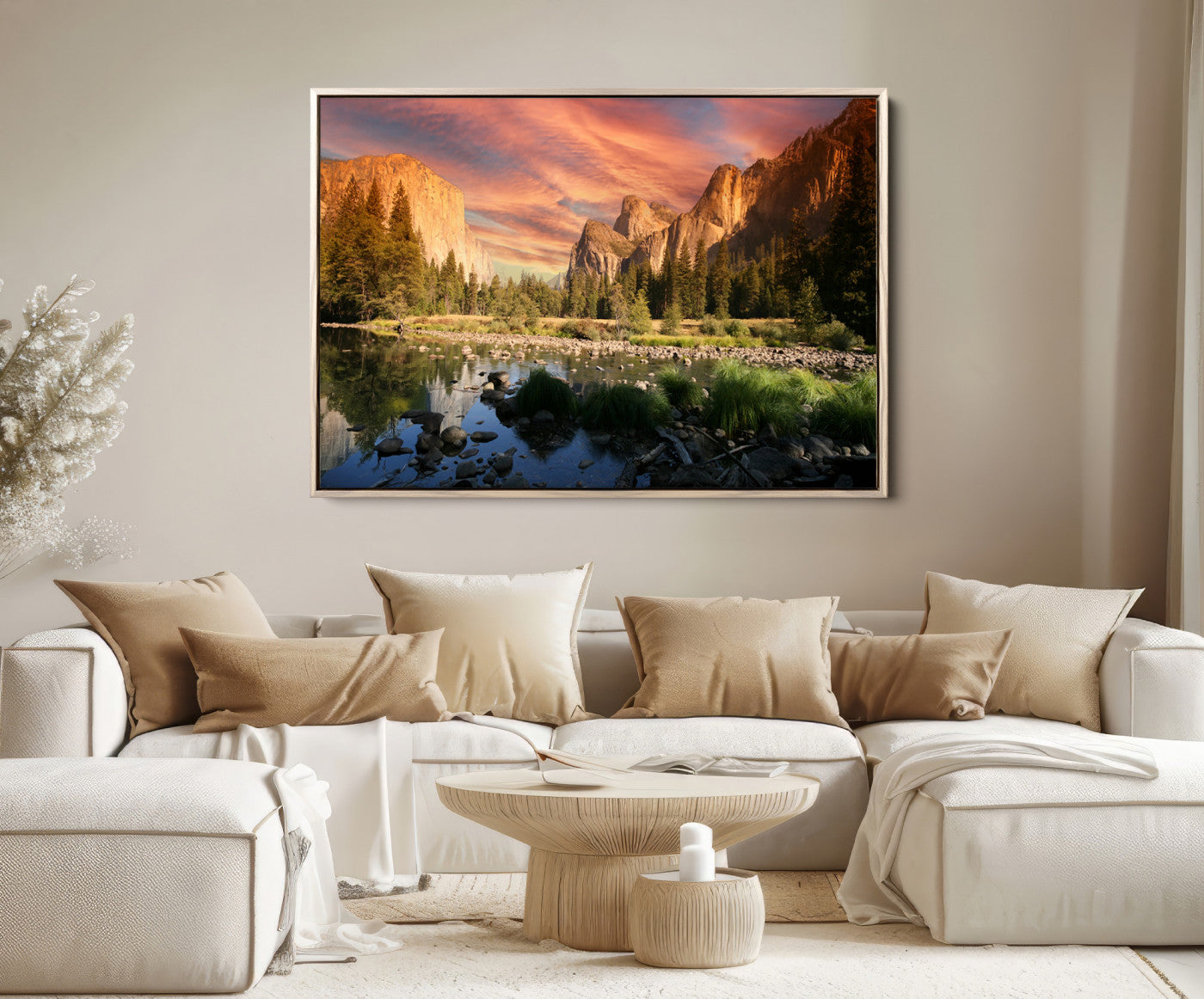 31199457-MGV-FC-36X24-Yosemite Valley Wall Art Canvas Print – El Capitan Sunset Sky Vibrant Landscape Nature Artwork for Home Office