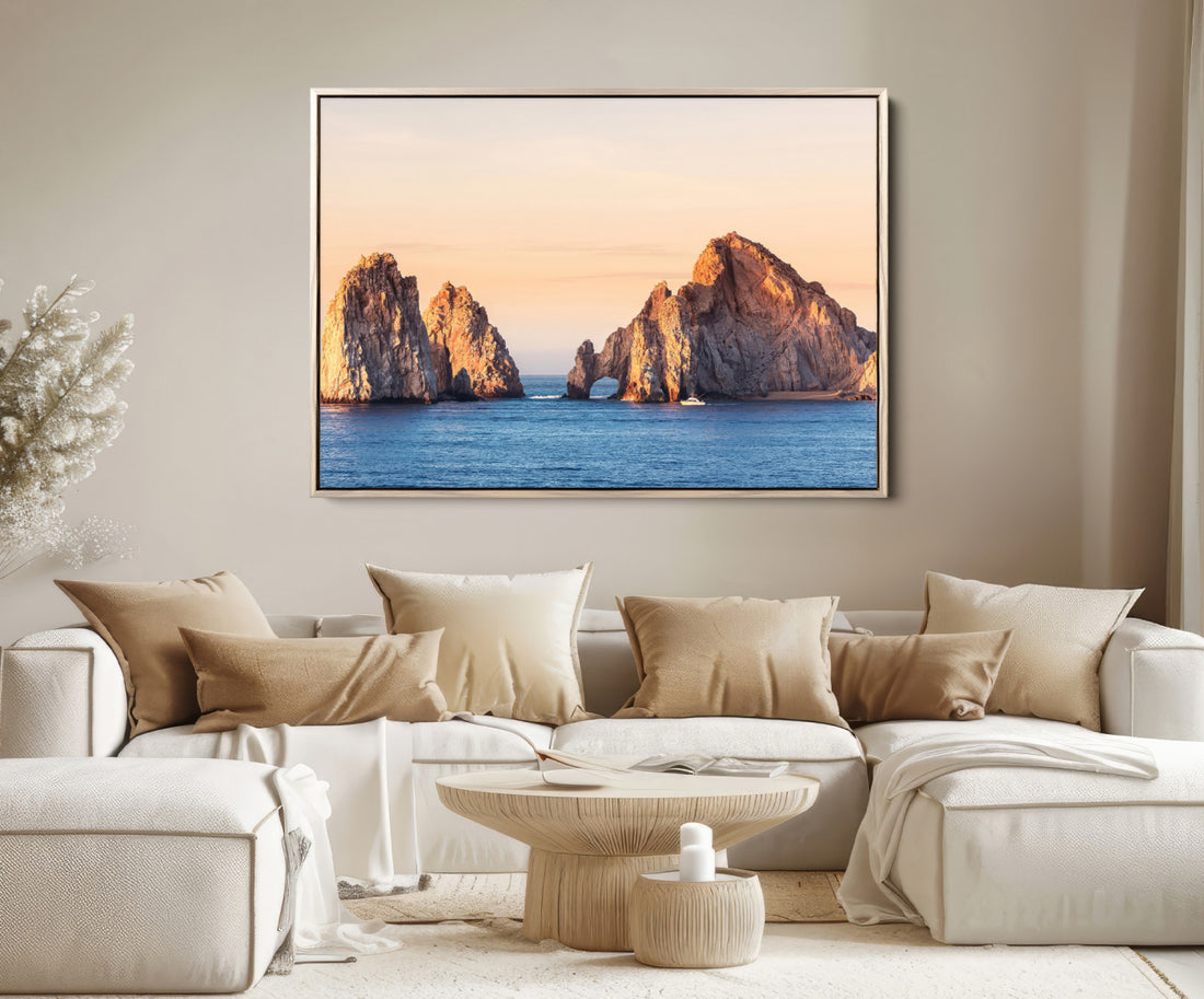 El Arco Wall Art Canvas Print, Framed Cabo San Lucas Ocean Arch Coastal Art