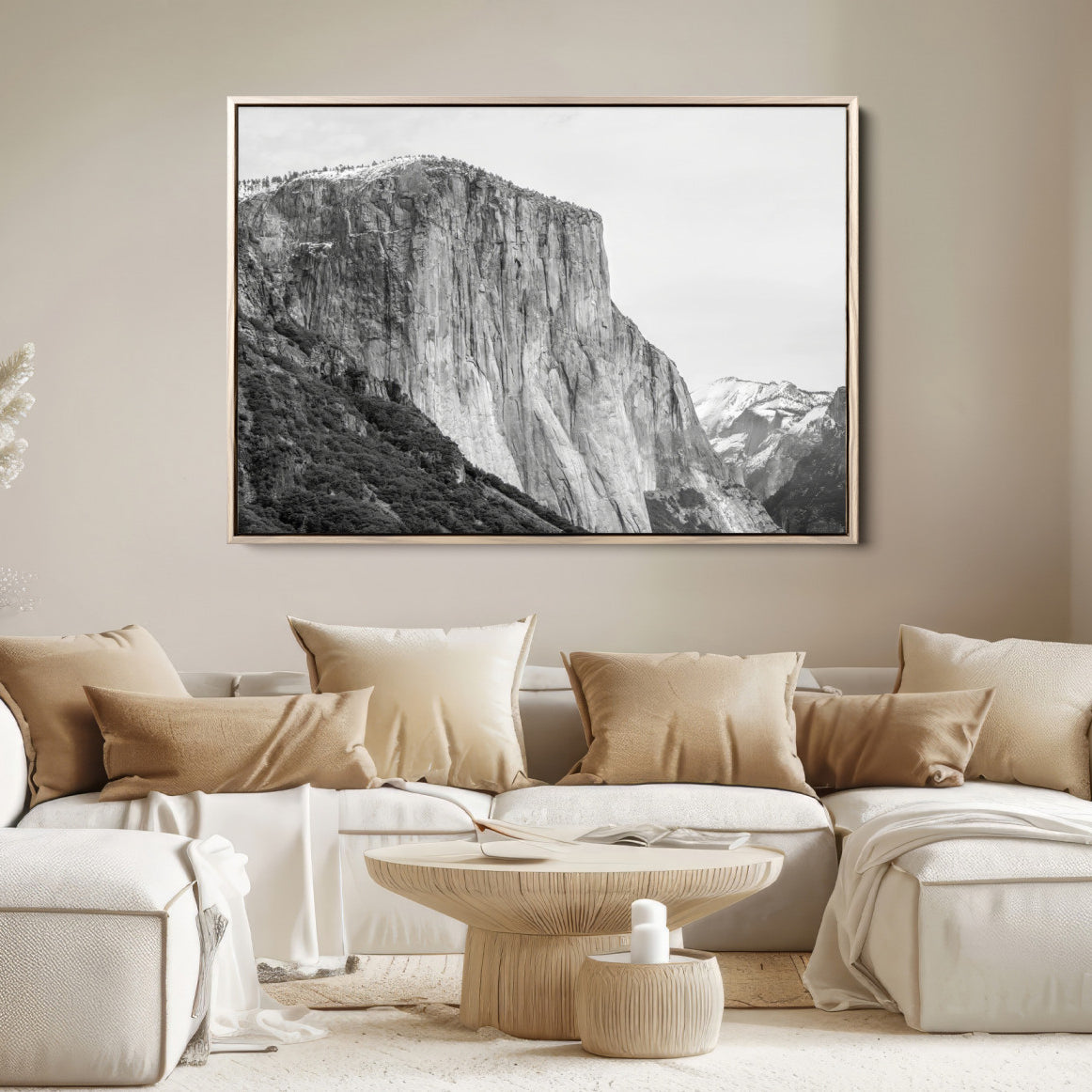 39393420-MGV-FC-36X24-El Capitan Wall Art Canvas Print – Framed Yosemite Cliff Monochrome Mountain Landscape Nature Artwork for Home Office