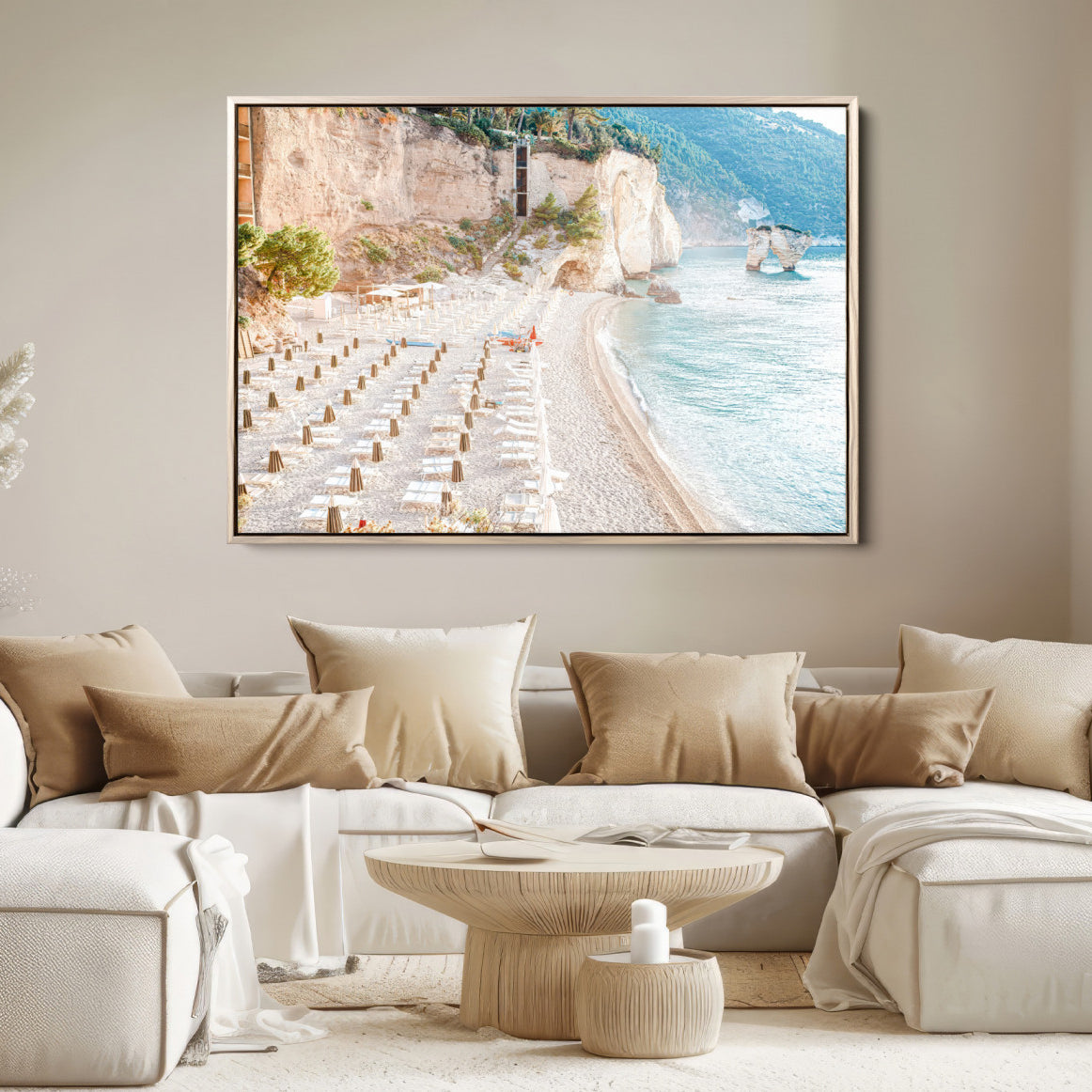 84816639-MGV-FC-36X24-Beach Wall Art Canvas Print, Framed Coastal Art Picture Print, Summer Shore Perfect Coastal Decor