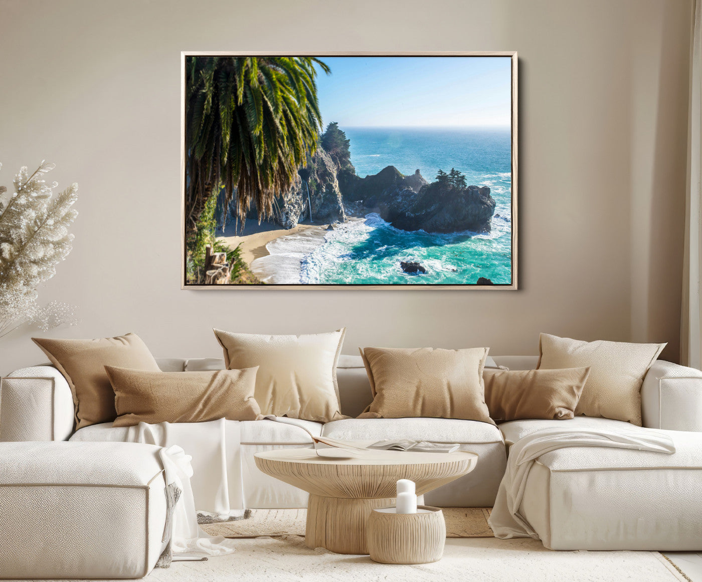 49714835-MGV-FC-36X24-Big Sur Wall Art Canvas Print – Framed California Coastline Tropical Ocean Photography Scenic Artwork for Home Office