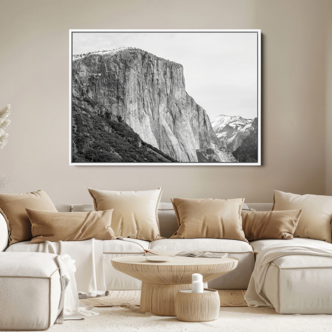 39393420-MGV-FC-36X24-El Capitan Wall Art Canvas Print – Framed Yosemite Cliff Monochrome Mountain Landscape Nature Artwork for Home Office