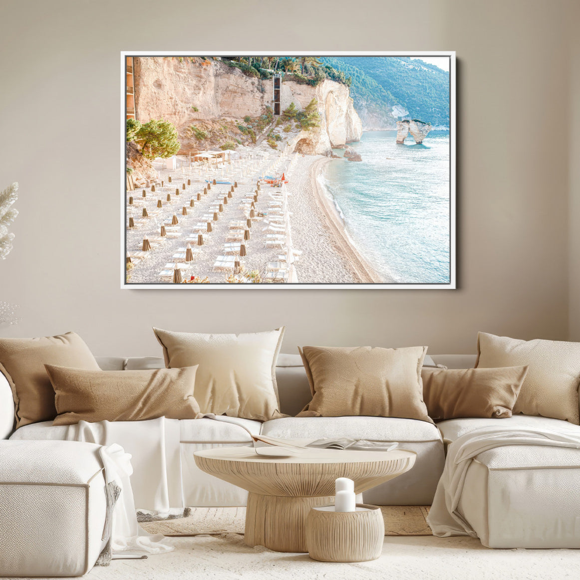 84816639-MGV-FC-36X24-Beach Wall Art Canvas Print, Framed Coastal Art Picture Print, Summer Shore Perfect Coastal Decor