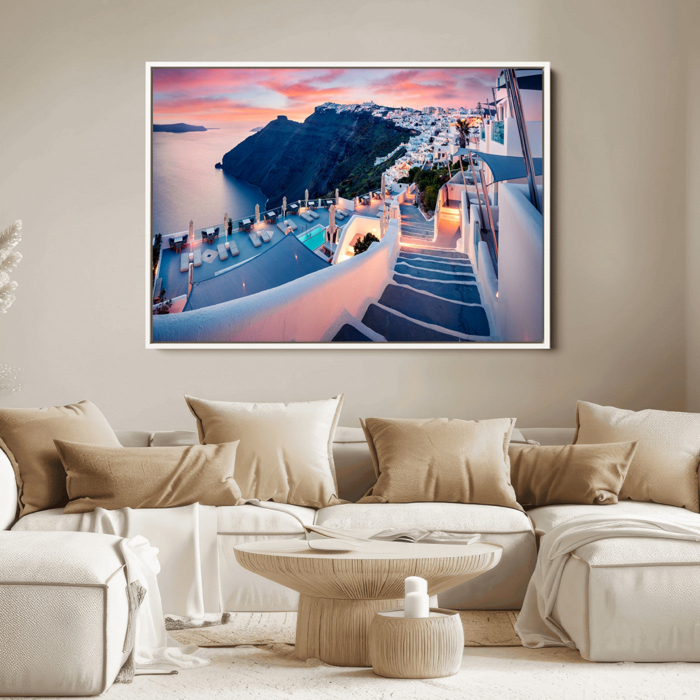 65067-MGV-FC-36X24_White-Greece Santorini Wall Art Landscape Canvas Print