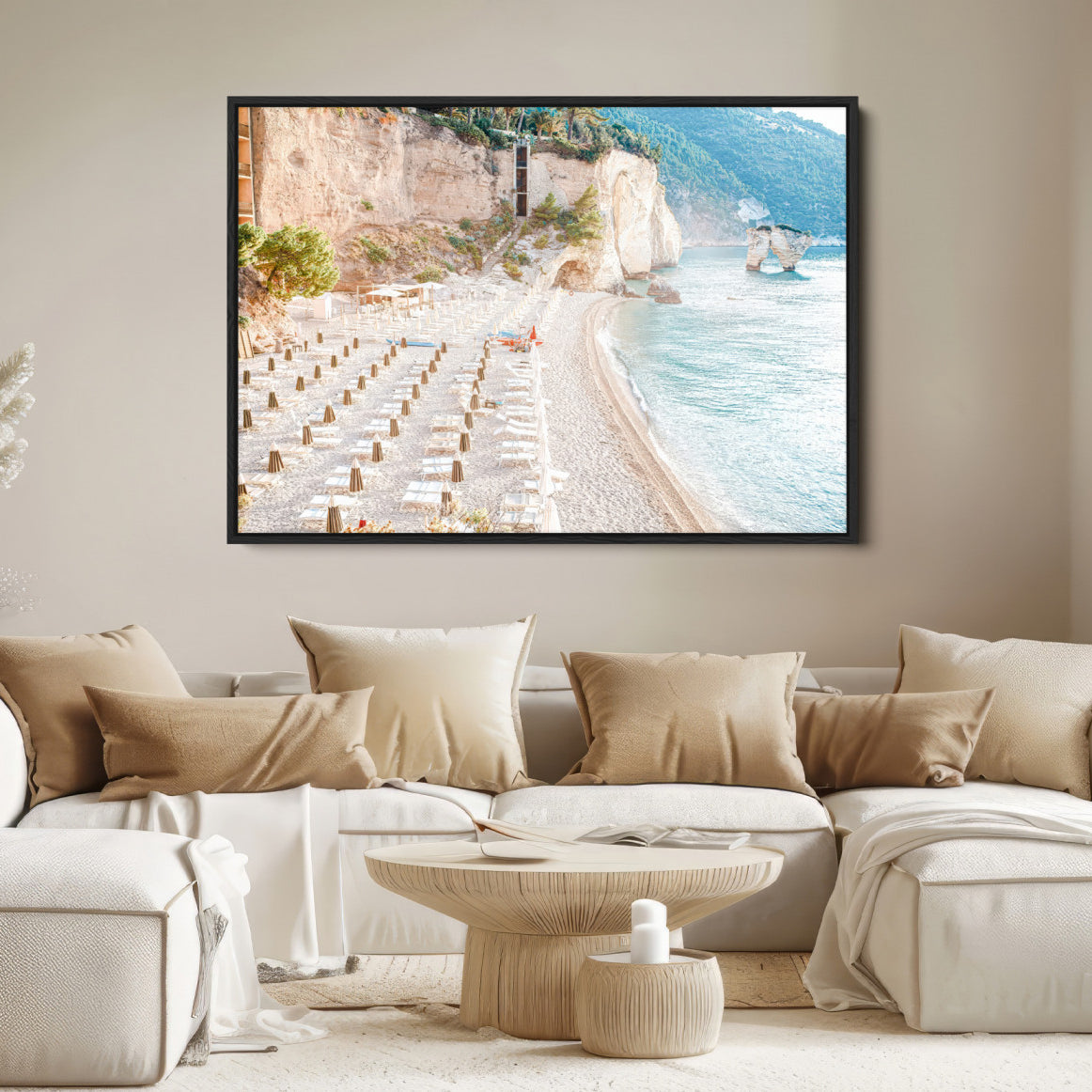 84816639-MGV-FC-36X24-Beach Wall Art Canvas Print, Framed Coastal Art Picture Print, Summer Shore Perfect Coastal Decor