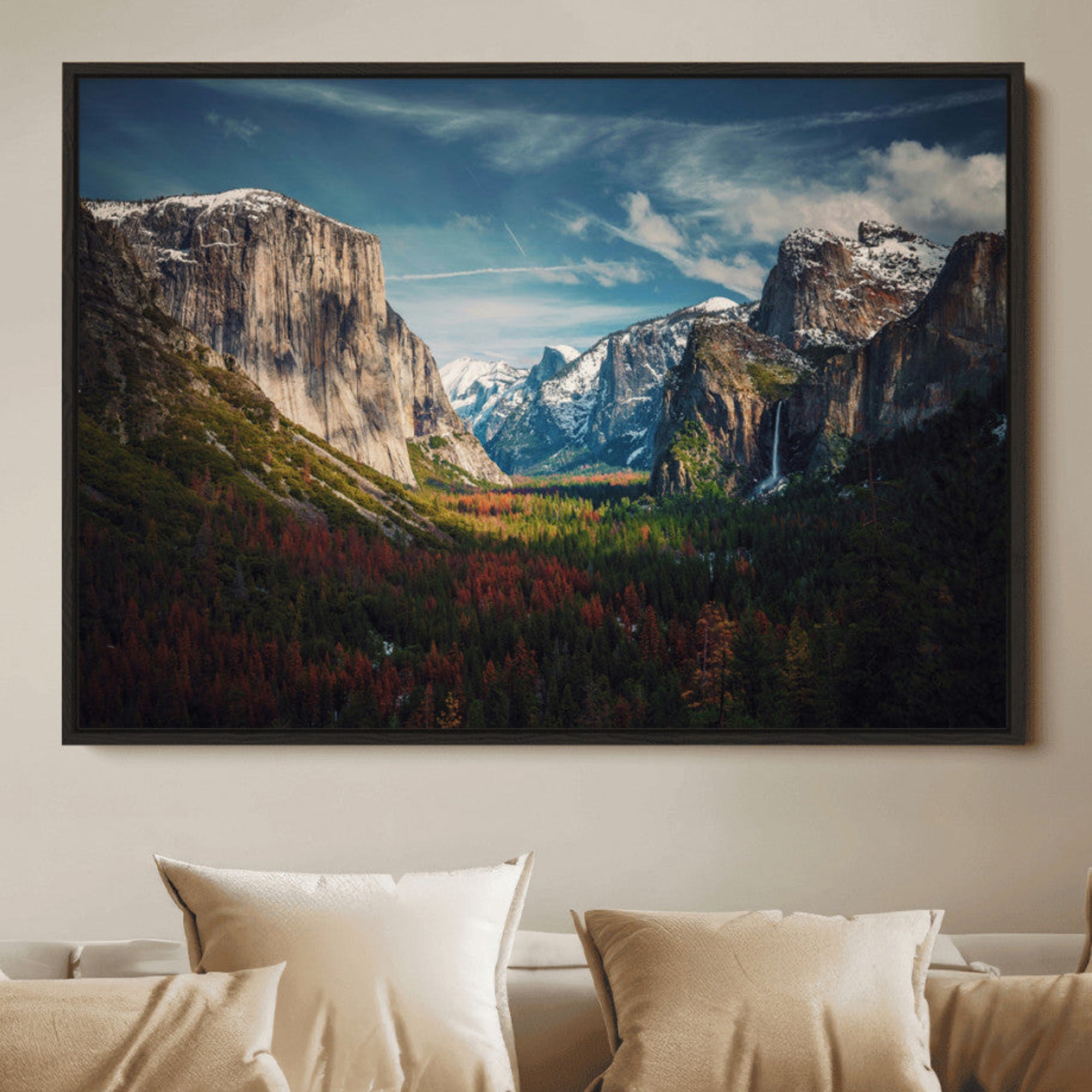 15244033-MGV-FC-36X24_Black-Yosemite National Wall Art Canvas Print, Framed El Capitan Mountain Artwork, Scenic Landscape Decor for Home, Office