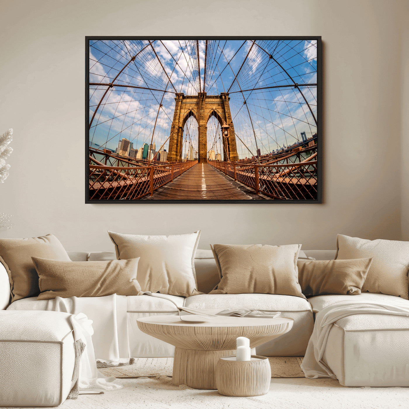 44467-MGV-FC-36X24_Black-Brooklyn Bridge Manhattan Wall Art Canvas Print