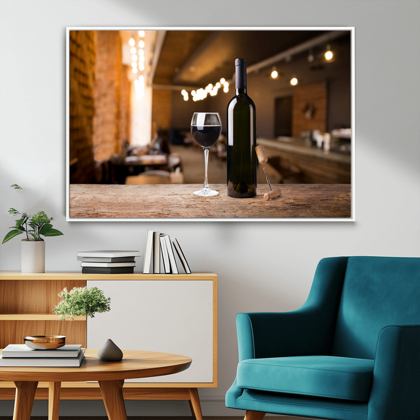 -Wine and Bottle Wall Art Canvas Print