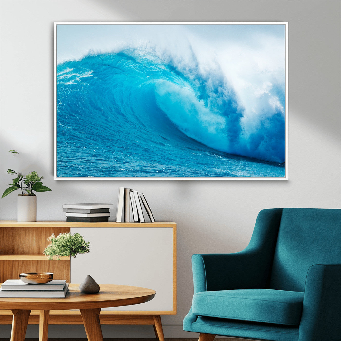 13117-MGV-FC-36X24_White-Big Ocean Surfing Wave Wall Art Canvas Print