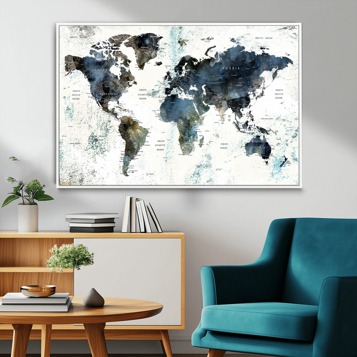75398-MGV-FC-36X24_White-Push Pin World Map Canvas Print – Travel Tracker Wall Art for Couples, Perfect Anniversary Gift for Home or Office Decor
