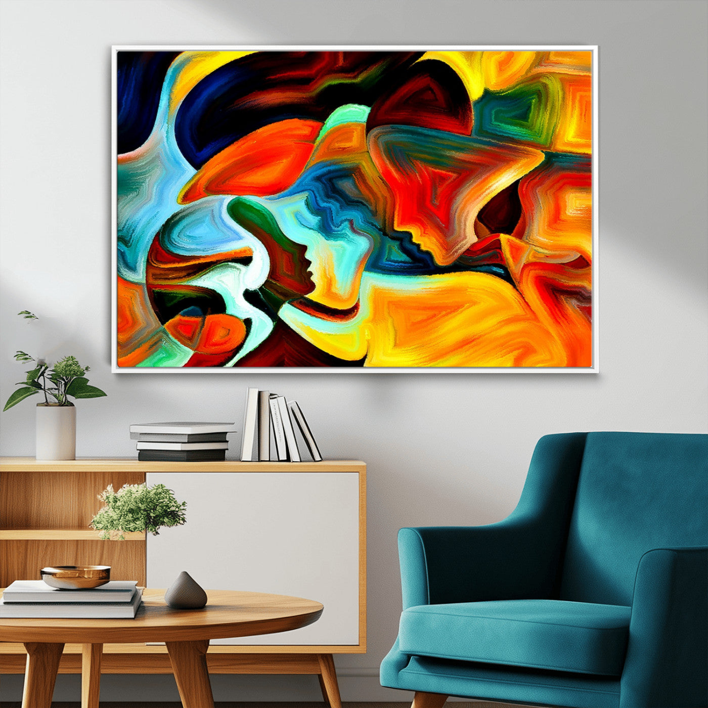 70242-MGV-FC-36X24_White-Human Love Figures Abstract Wall Art Canvas Print