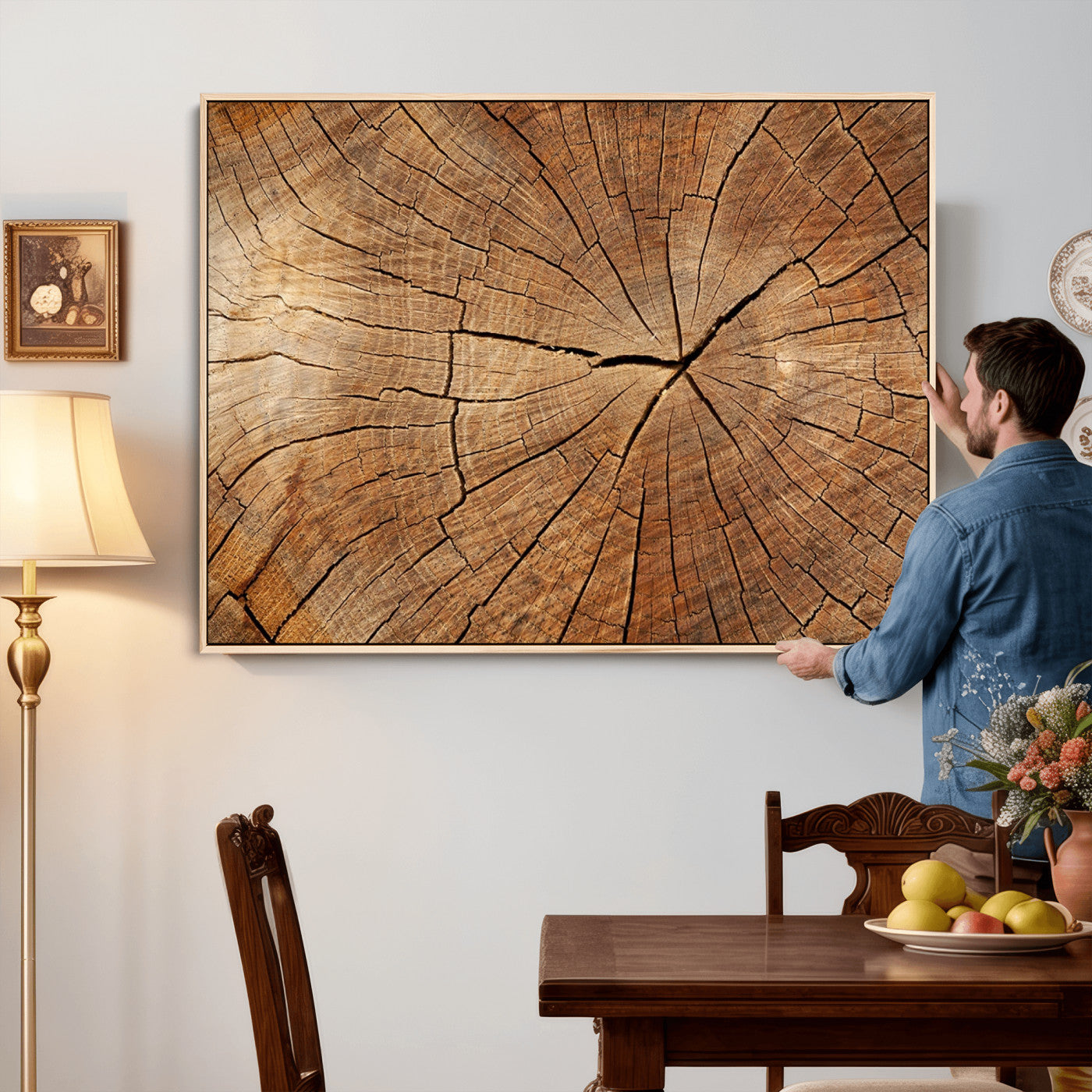 61710-MGV-CV-36X24 - Tree Ring Canvas Art, Rustic Wood Grain Wall Art, Tree Slice Decor for Modern Homes, Giclee