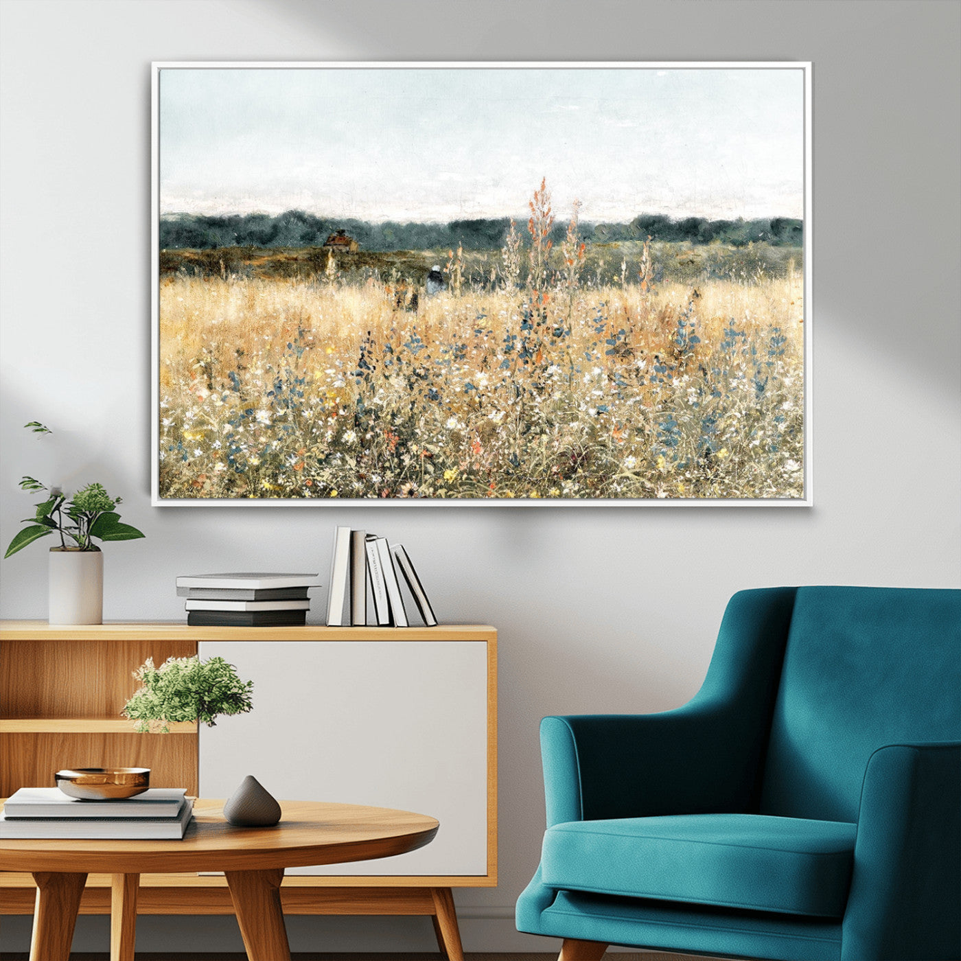 98941-MGV-FC-36X24_White-Wildflower Field Wall Art Canvas | Nature-Inspired Landscape Canvas Print for Living Room or Office