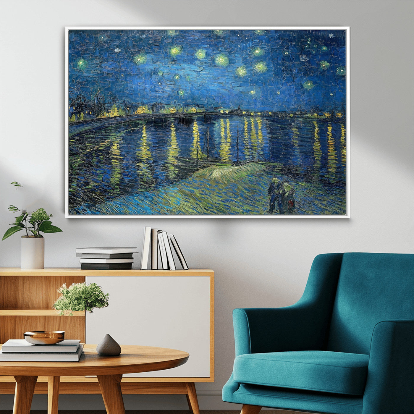 94605-MGV-FC-36X24_White-Vincent van Gogh Starry Night over the Rhone Abstract Wall Art Canvas, Starry Night Canvas Print