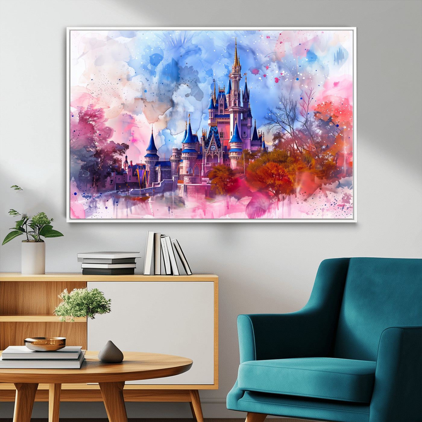 58662-MGV-CV-36X24-Disney Wall Art: Dreamy Watercolor Cinderella Castle Canvas Print