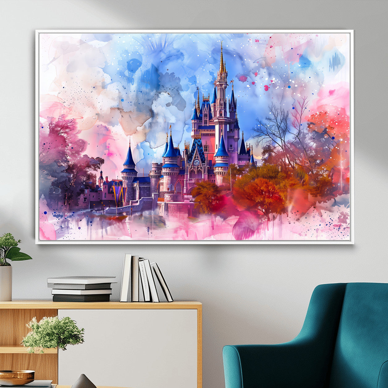 58662-MGV-CV-36X24 - Disney Wall Art: Dreamy Watercolor Cinderella Castle Canvas Print