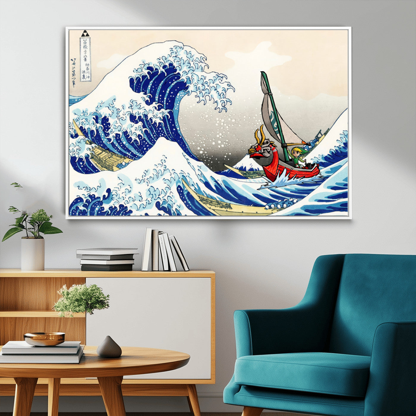 19450-MGV-FC-36X24_White-Katsushika Hokusai Kanagawa Giant Wave Wall Art Canvas Print | Iconic Japanese Art for Living Room