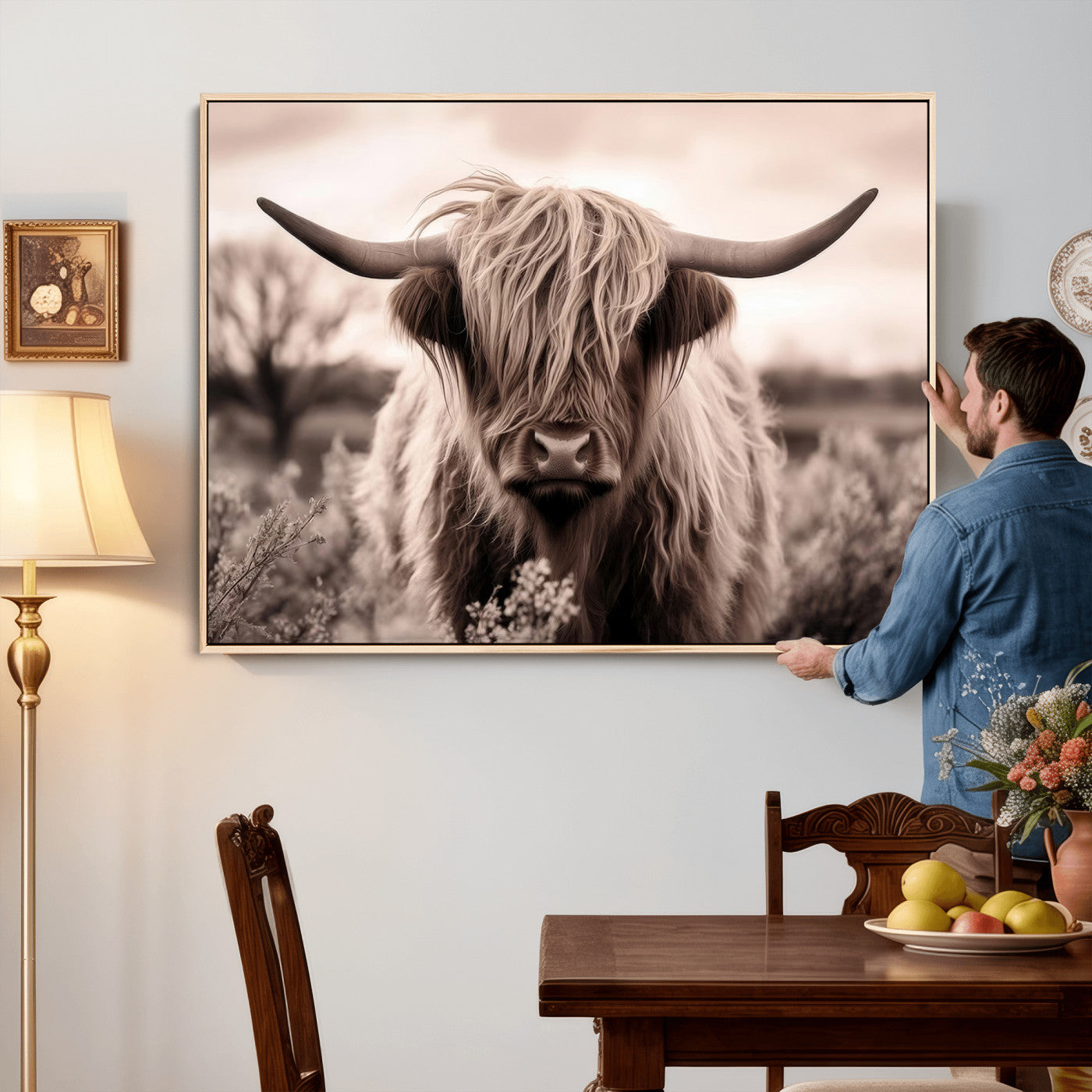 55903-MGV-CV-36X24 - Scottish Cow Longhorn Wall Art Canvas Print