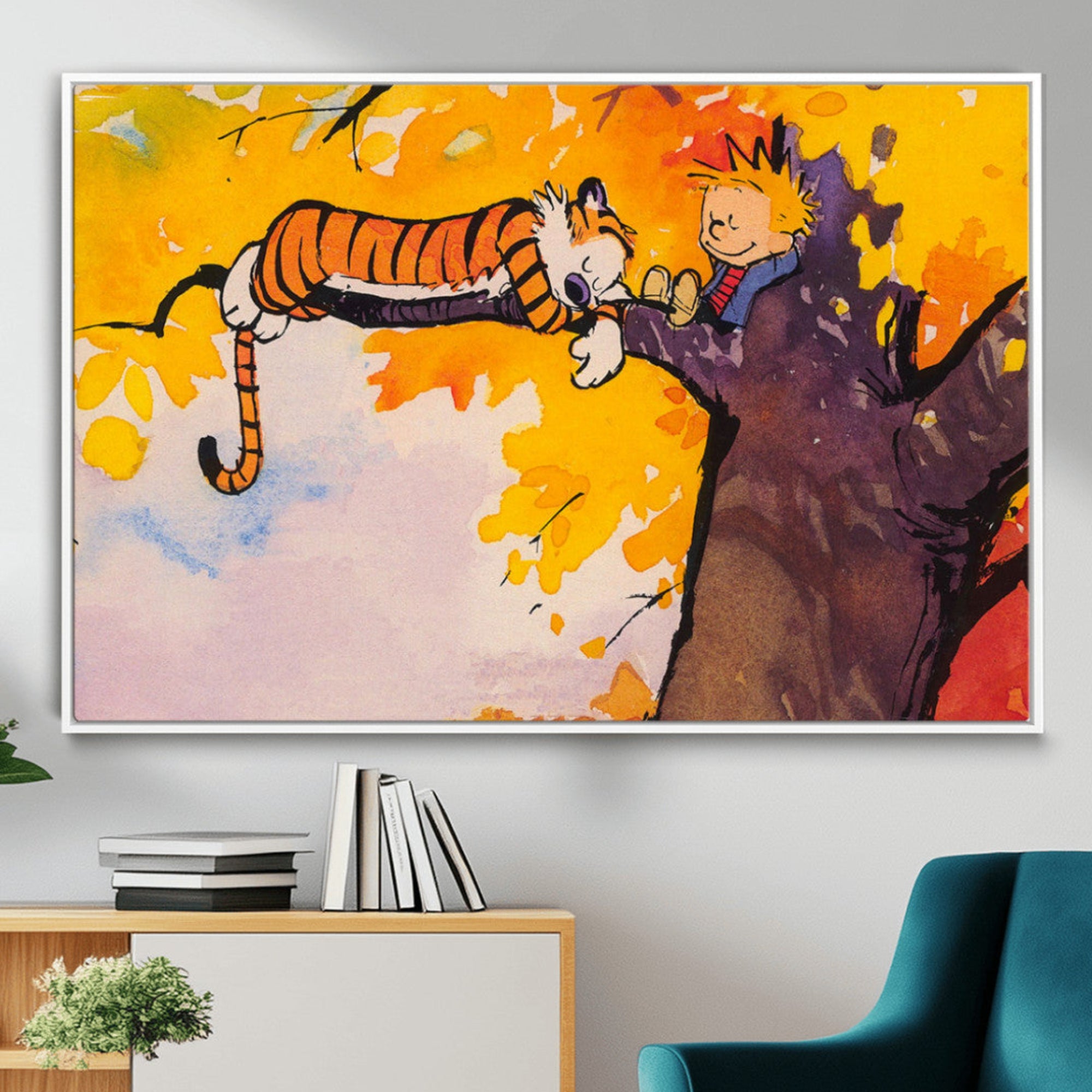 55145-MGV-CV-36X24-High-Quality Giclee Canvas Print – Framed Calvin Wall Art Stunning Modern Home Decor Artwork for Home, Office