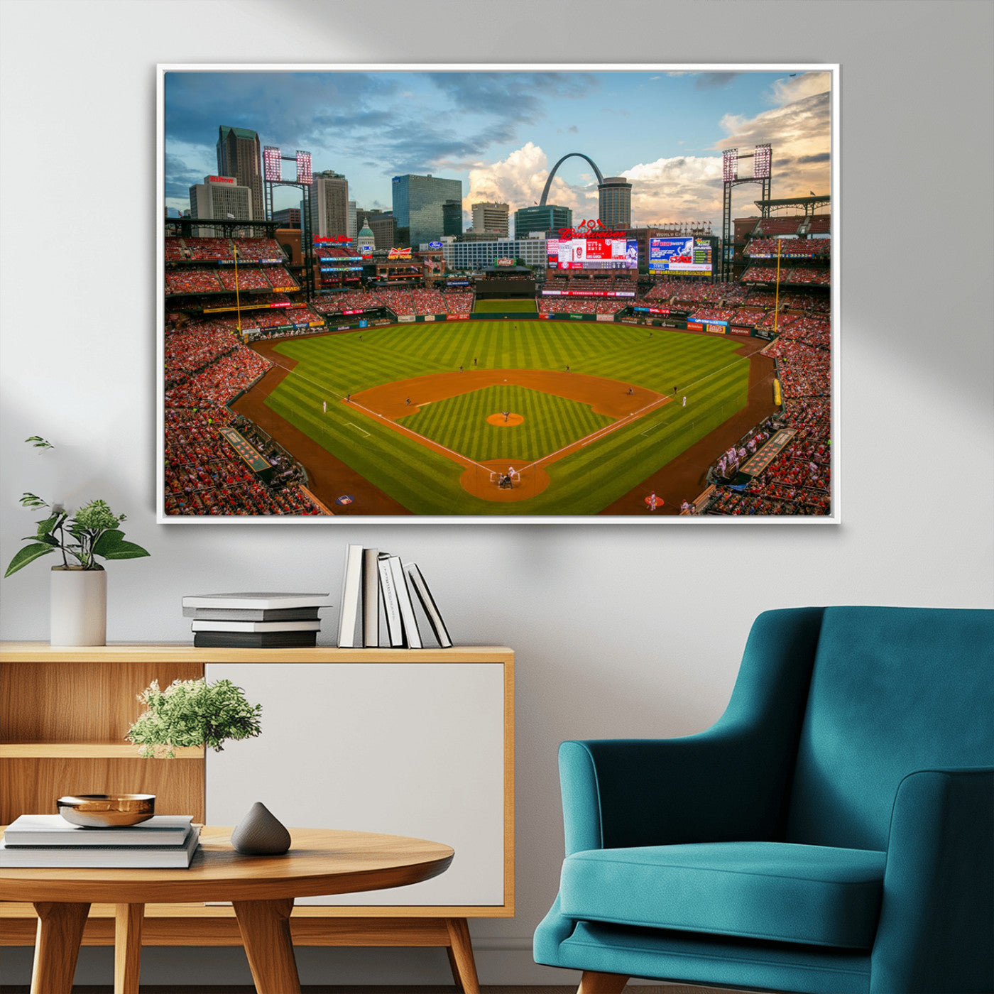 91908-MGV-CV-36X24-Busch Stadium Wall Art Print | St. Louis Cardinals Baseball Stadium Canvas Print | Framed Sports