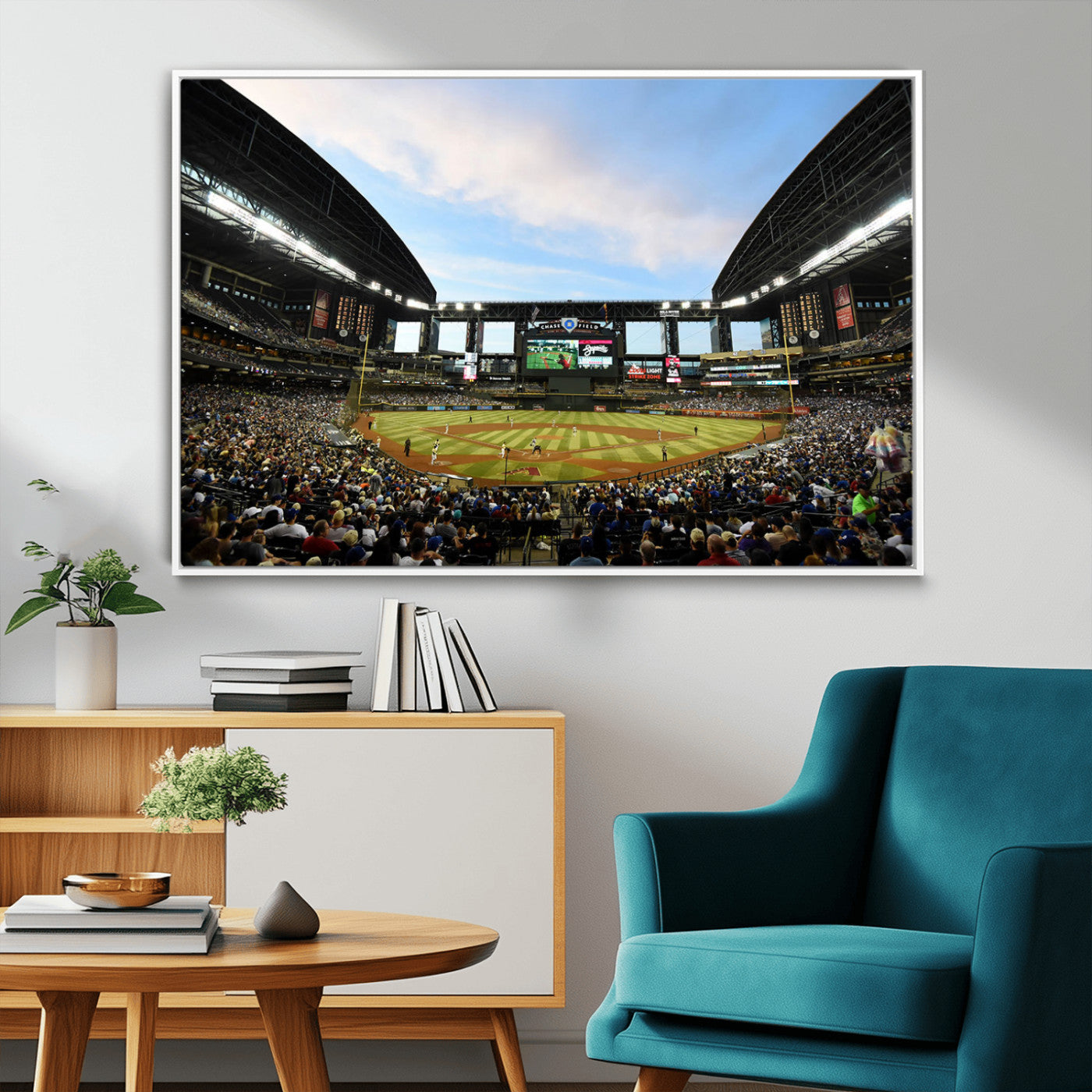 92672-MGV-FC-36X24_White-Arizona Diamondbacks Team Print - Phoenix Chase Field Stadium Wall Art Canvas Print