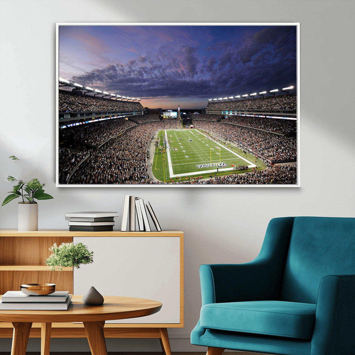 -New England Patriots Football Team Print - Foxborough Gillette Stadium Wall Art Canvas Print