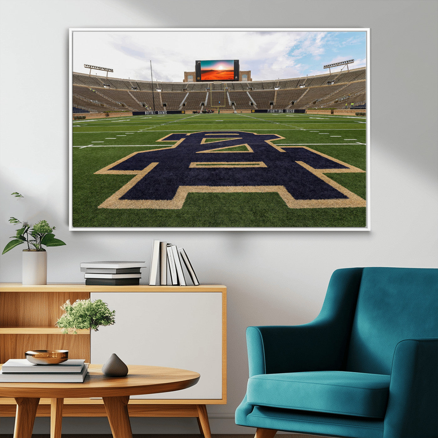 52835-MGV-FC-36X24_White-Football Stadium Wall Art – Framed Sports Field Canvas Artwork, Athletic Arena Design, Modern Game Decor for Home, Office