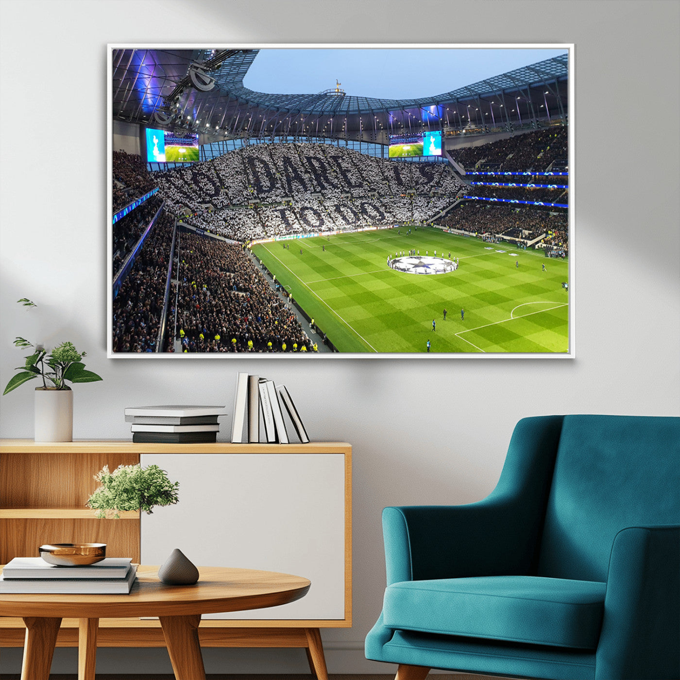 38765-MGV-FC-36X24_White-Tottenham Hotspur Stadium Canvas Print, Match Day Triple Canvas Wall Art - Premier League Football