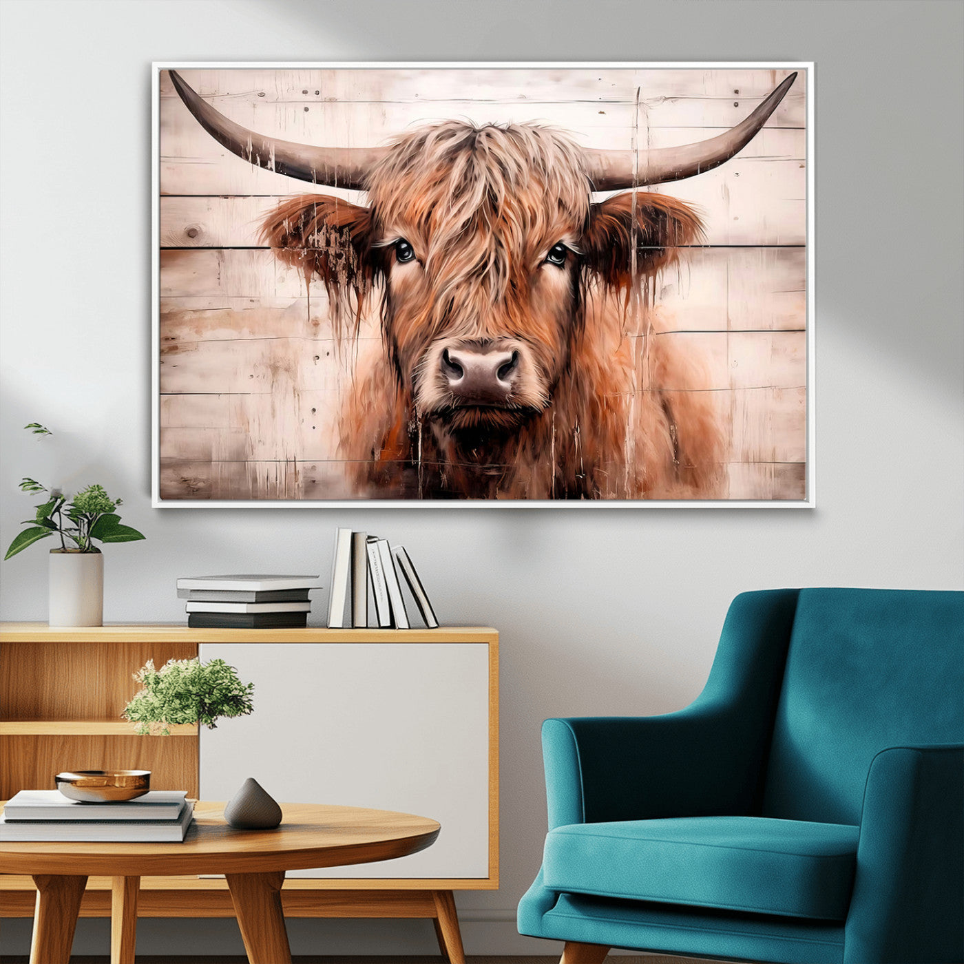 -Vintage Scottish Highland Cow Cattle Art Print Farmhouse Wall Art Canvas Print