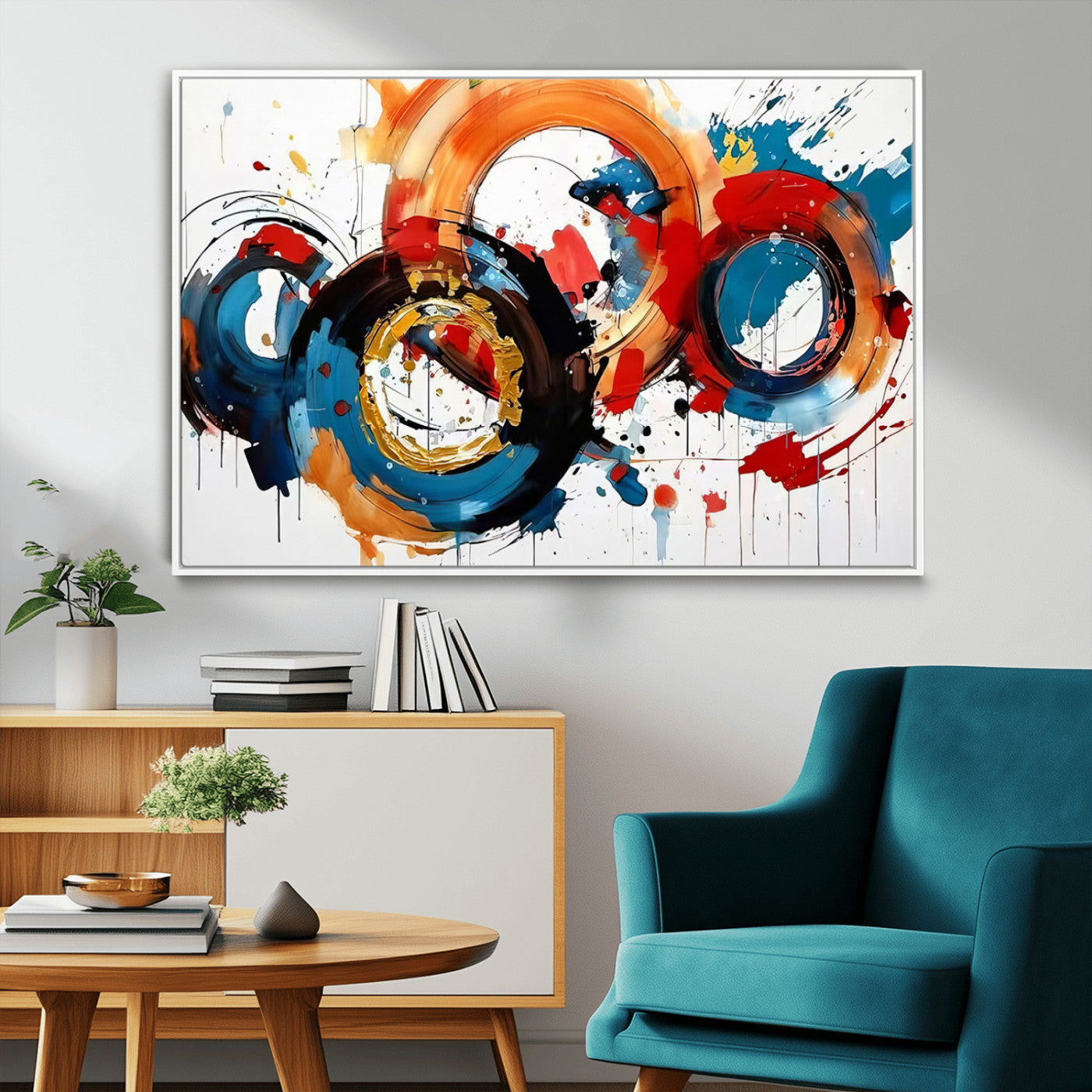 88266-MGV-FC-36X24_White-Abstract Wall Art, Rings Wall Art Canvas Print