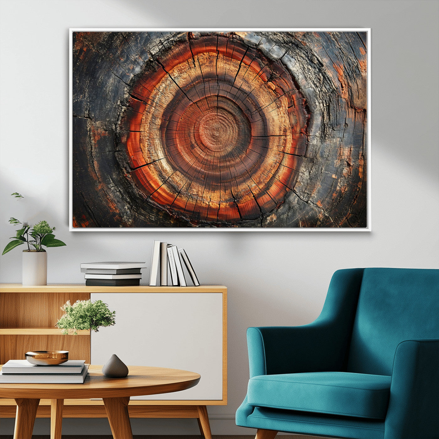 82212-MGV-FC-36X24_White-Wood Grain Canvas Wall Art - Framed Abstract Tree Ring Framed Wall Art, Wood Grain Canvas Wall