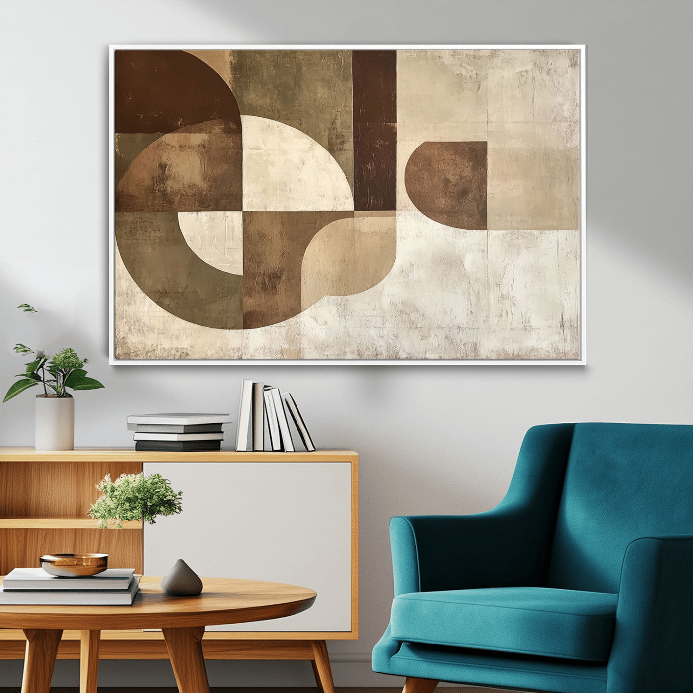 59767-MGV-FC-36X24_White-Wabi Sabi Geometric Wall Art | Abstract Modern Minimalist Canvas Print with Neutral Mid Century Art