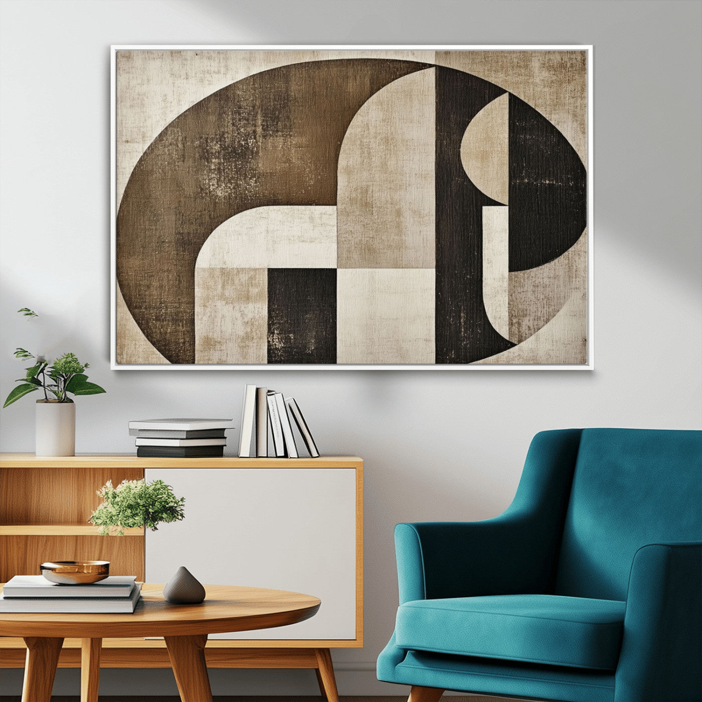 44796-MGV-FC-36X24_White-Wabi Sabi Abstract Wall Art | Geometric Modern Minimalist Canvas Print with Neutral Mid Century Art