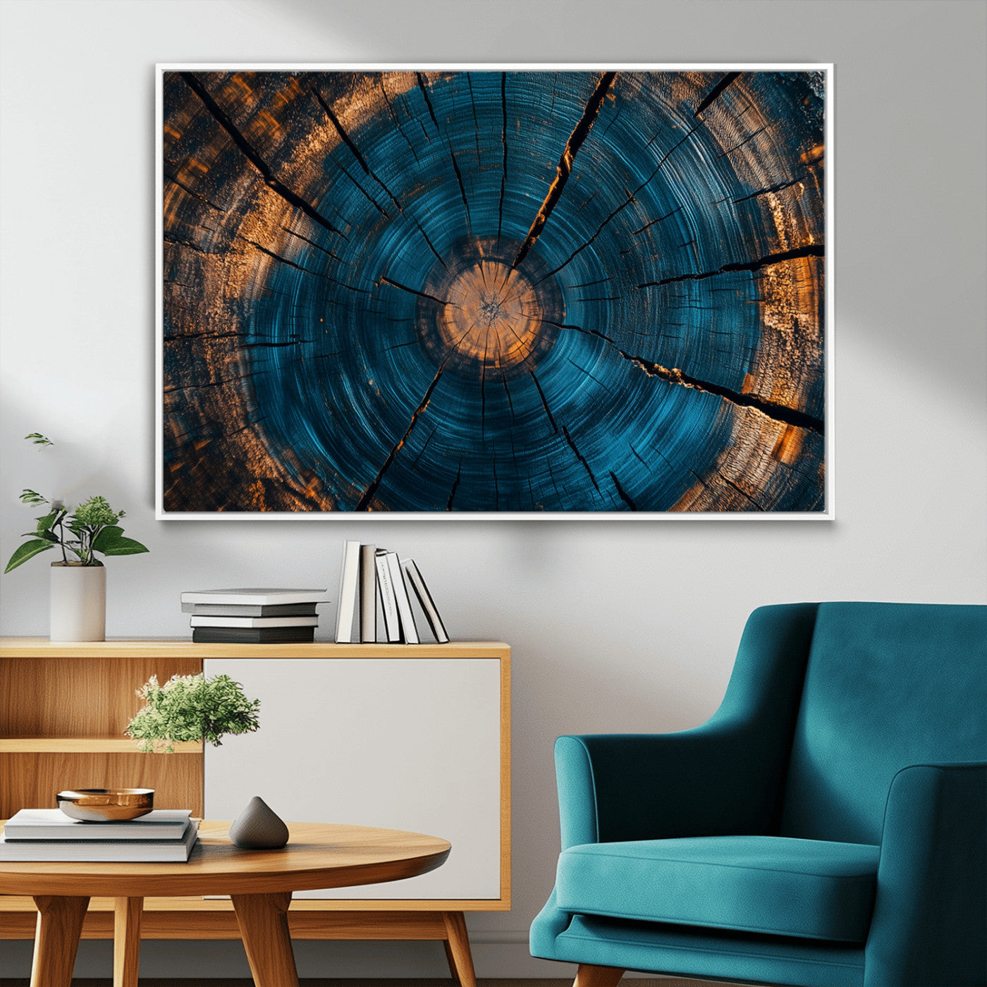 13398-MGV-FC-36X24_White-Abstract Tree Rings Wall Art Canvas Print Wood Grain Rings Artwork Nature Woodland Modern Wall Decor for Home, Office