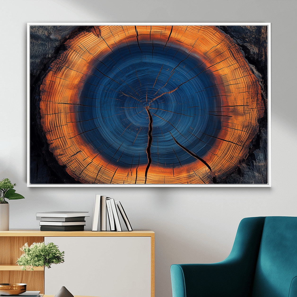 MGV-FC-36X24 - Abstract Tree Ring Wall Art Print, Natural Rustic Wood Texture Canvas Print, Framed Tree Ring Printing, Wood Tree Stump Artwork Canvas Print