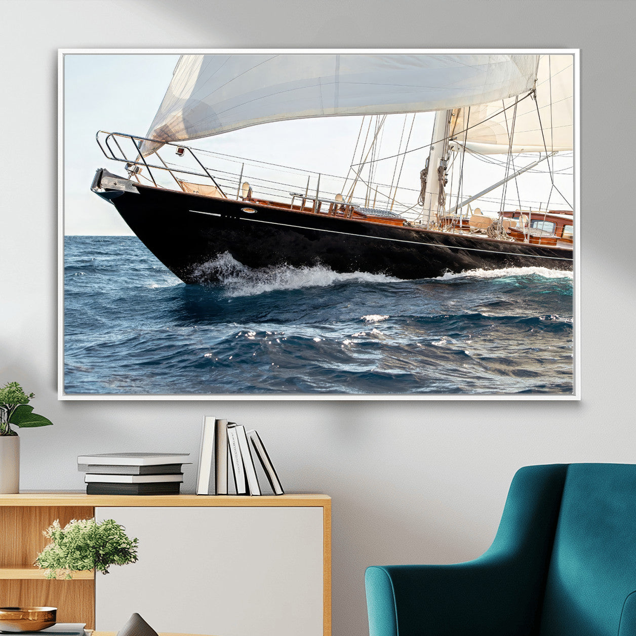 97168626-MGV-CV-36X24 - Boat Yacht Wall Art – Ocean Waves & Sailing Adventure Canvas Print, Nautical Elegance & Marine Journey for Living Room or Luxury Decor
