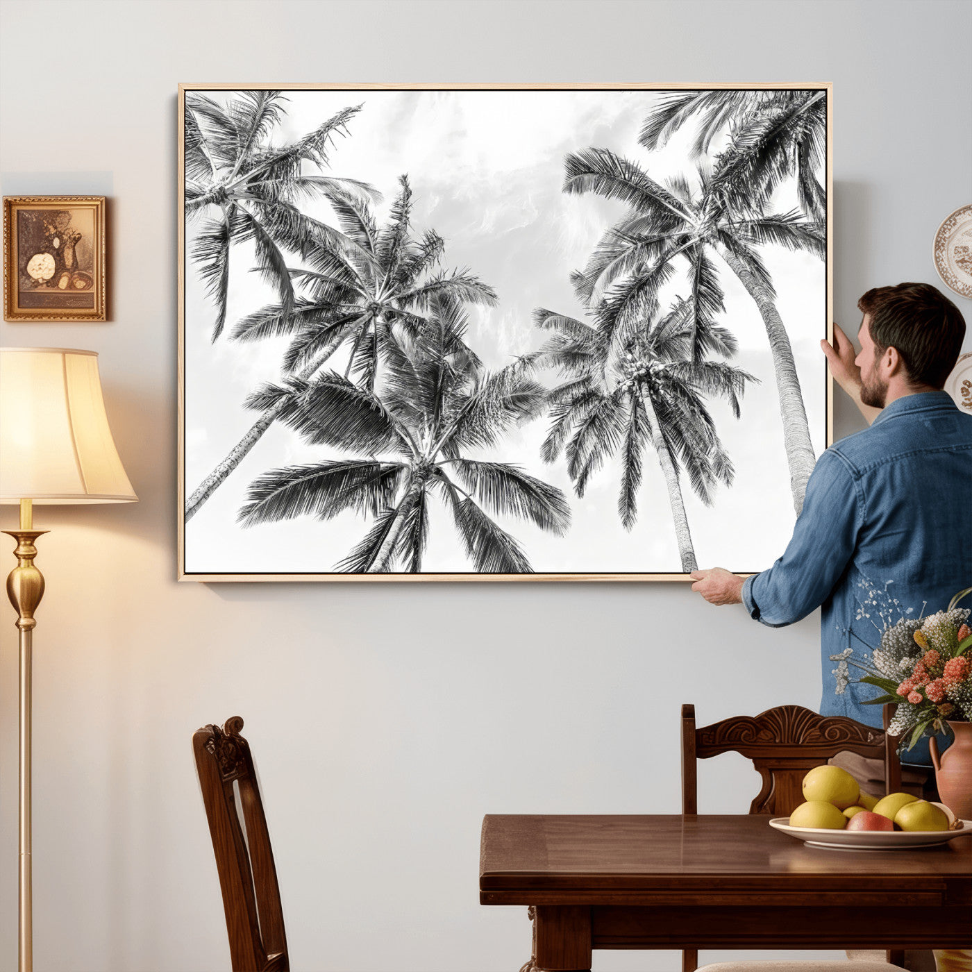 62113786-MGV-CV-36X24 - Palm Trees Wall Art – Tropical Breeze Canvas Print, Vacation Island Silhouette, Coastal Calm and Summer Paradise for Living Room or Beach House Decor