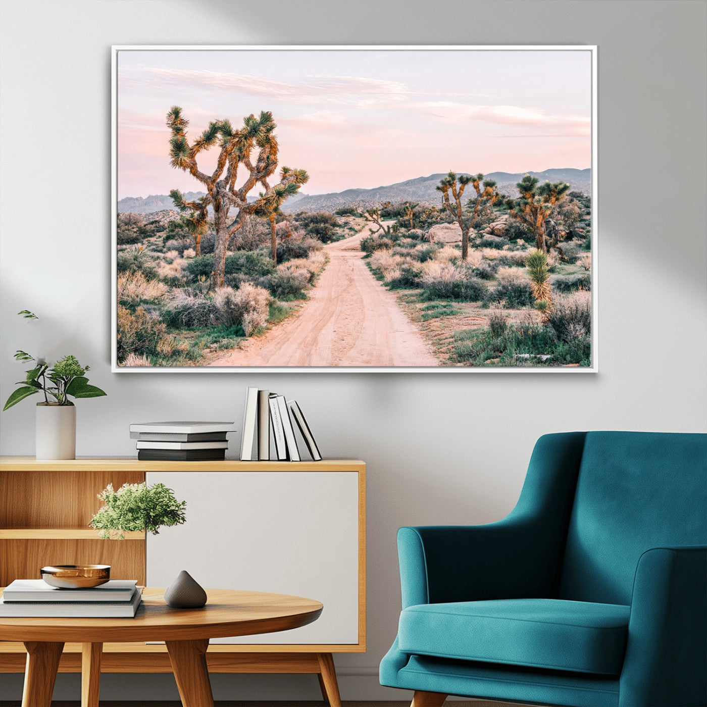 MGV-FC-36X24 - Desert Trail Wall Art – Canvas Print of Joshua Trees & Sunset Glow, Sandy Path Wilderness, Scenic Nature Escape Decor for Living Room, Office or Bedroom