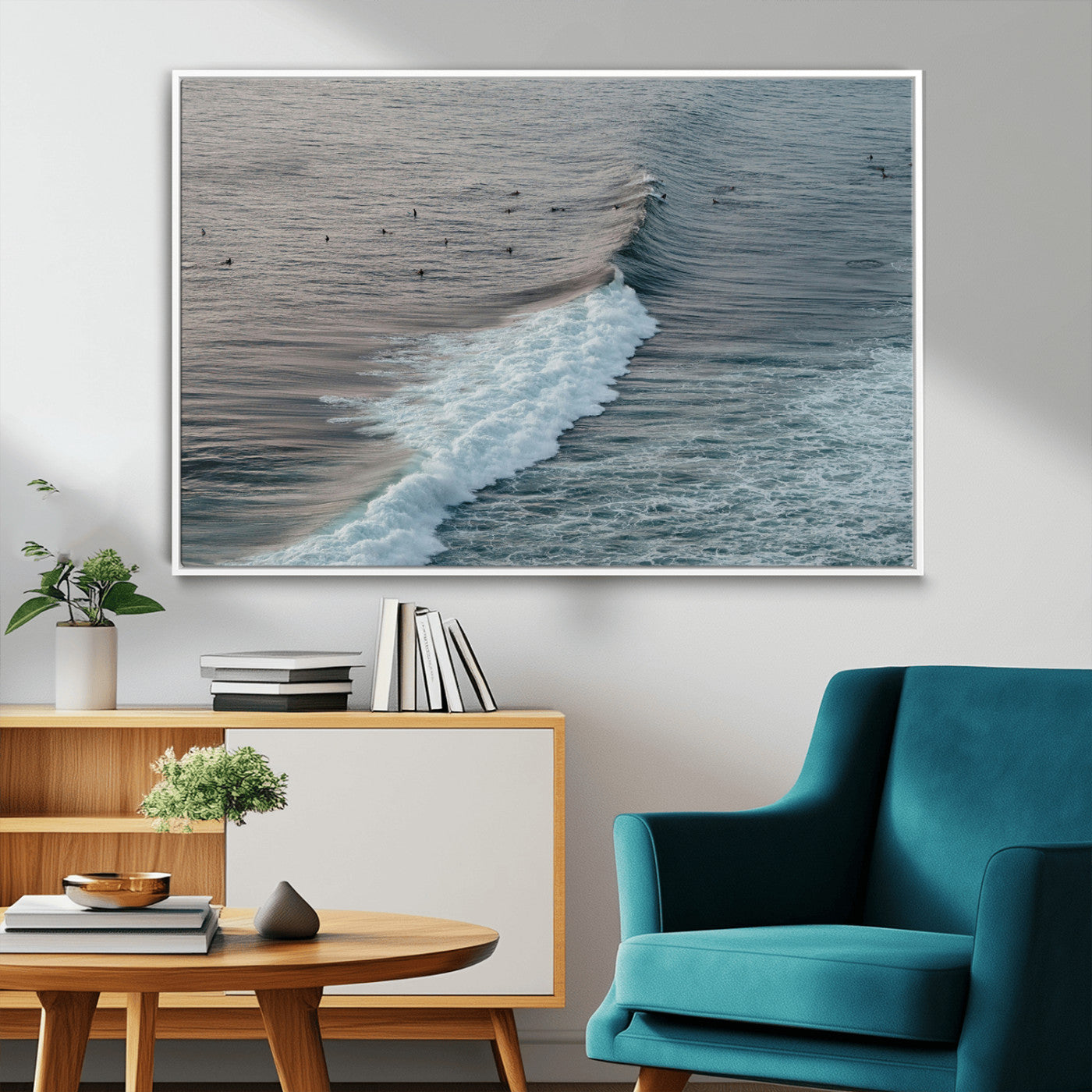 23077324-MGV-CV-36X24-Ocean Waves Wall Art Canvas Print – Framed Coastal Serenity Surf Nature Scene Artwork for Home Office